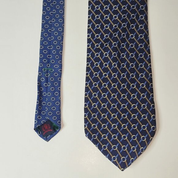 Tommy Hilfiger Blue Silk Tie with White Circle Pattern T-5 - Picture 3 of 7